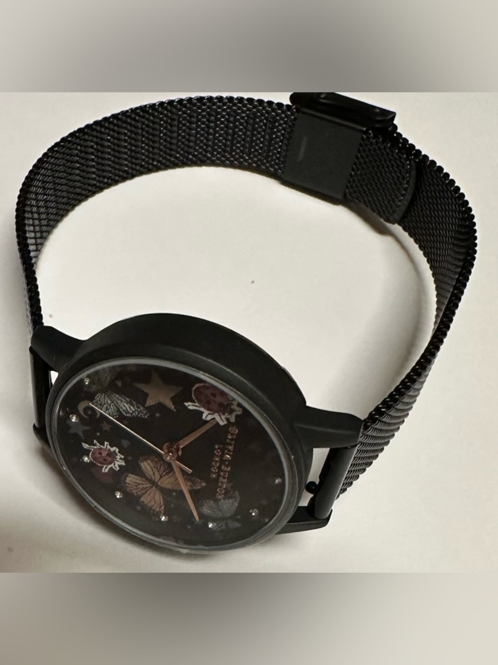 OLIVIA BURTON Black Dial Butterfly & Ladybug Rose Gold Hands Mesh Watch NWOT - Picture 5 of 7